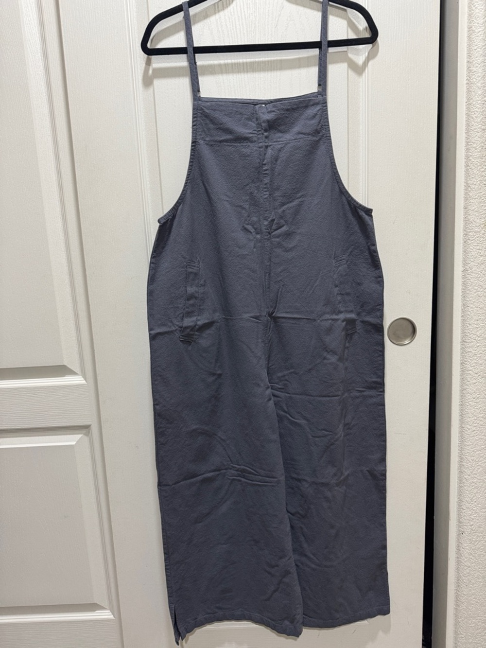 Women’s Slate Blue Linen Blend Jumpsuit Size S Wide Leg Coastal Romper